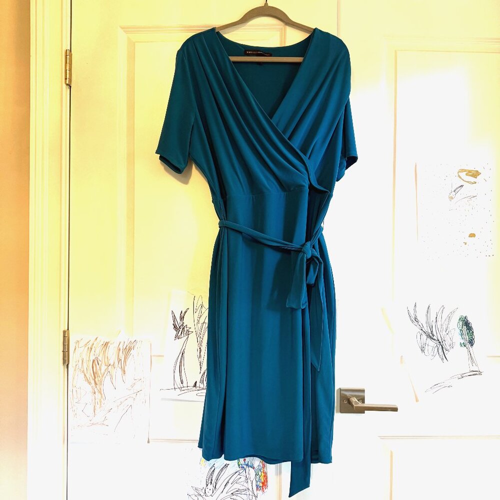White House Black Market 18W Teal Faux Wrap Dress